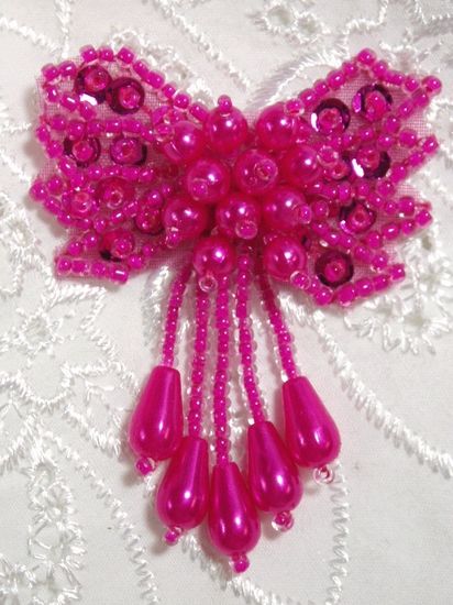 HB6300  Fuchsia  Beaded Sequin Hair bow