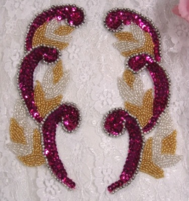 0070 Burgundy Sequin Beaded Appliques