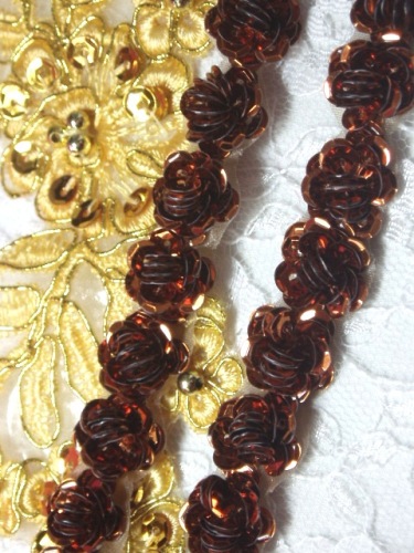 0248  Bronze Sequin Floral Trim 1/2"
