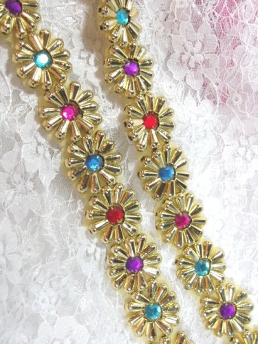 0273A  Gold  Jewel  Beaded Trim 1-1/8"