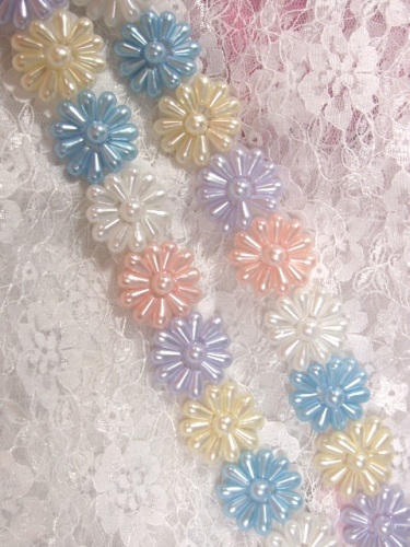 0275A  Multi-Color Pastel Pearl Beaded Trim 1-1/8"