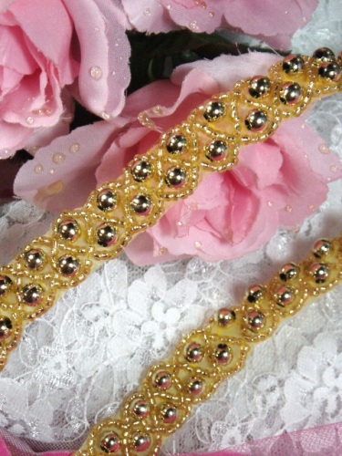 0285 Gold Beaded Sewing Trim 5/8"-gold,beaded,sewing,trim,pearl,braided