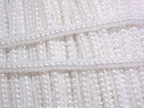 0287  White Pearl  Beaded Sewing Trim 1/4"-white,beaded,sewing,trim,pearl, 