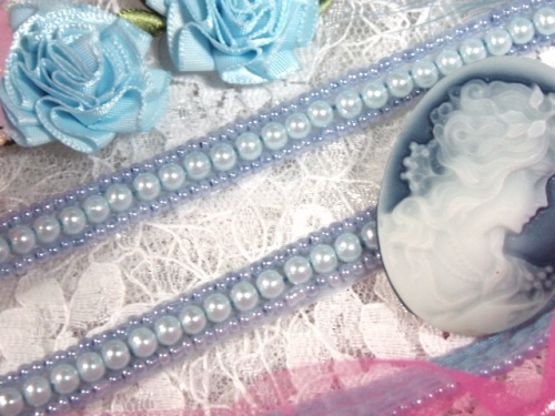 0287 Lt. Blue Pearl  Beaded Sewing Trim 1/4"-blue,beaded,sewing,trim,pearl, 
