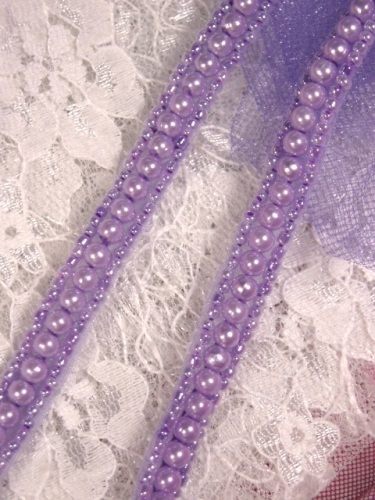 0287 Lavender Pearl  Beaded Sewing Trim 1/4"-lavender,beaded,sewing,trim,pearl, 