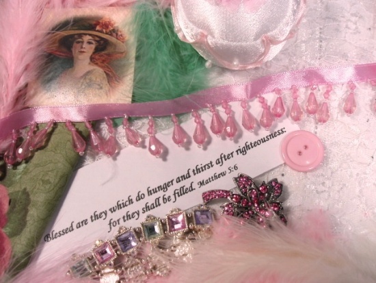 0381 Pink Teardrop Beaded Fringe Sewing Trim 1"