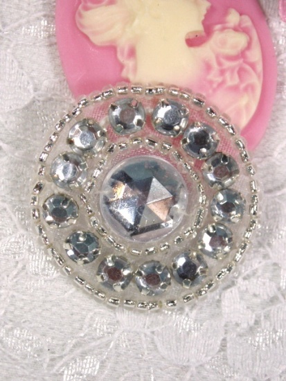 A0379  Clear Rhinestone Round Beaded Applique 1.25"