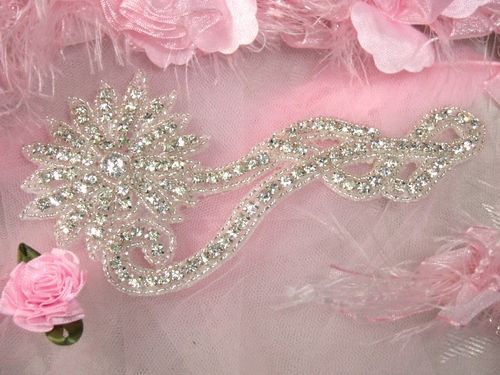 0401  Rhinestone Designer Beaded Applique 6.5"