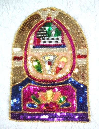 EA19  JukeBox Sequin Beaded Applique 7"