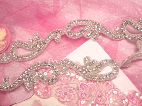0473  Genuine Rhinestone Beaded Trim  1.75"