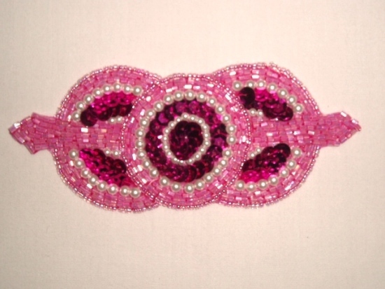 HB6321 Fuchsia Pearl Triple Circle Hair Bow  5.25"