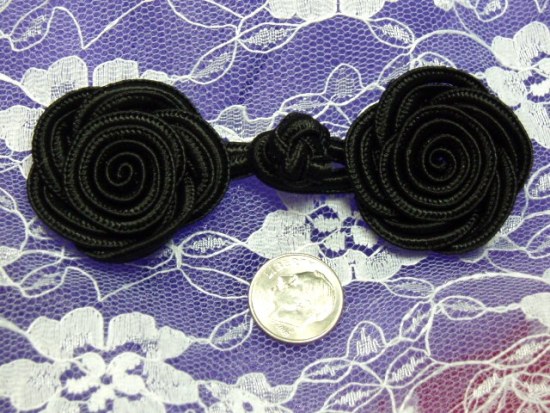 0250  Black Frog Button Closure 3.75"