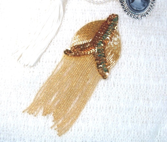Gold Epaulet 6" Sequin Beaded Applique 0099