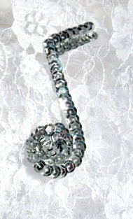 k8614A  Silver Eighth Note Sequin Musical Applique 3"