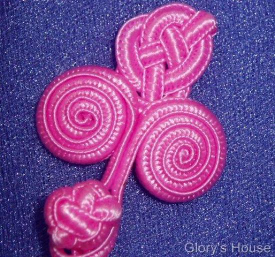 0251  Pink Triple Swirl Frog Button Closure 4"