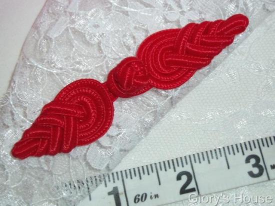 0252 Red Pineapple Frog Button Closure 3.75"