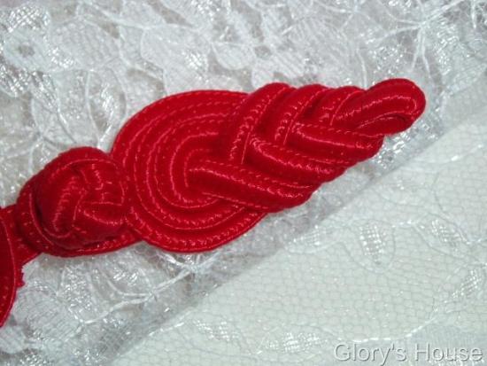 0252 Red Pineapple Frog Button Closure 3.75"