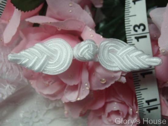 0252  White Pineapple Frog Button Closure 3.75"-white,embellishment,pineapple,swirl,frog,button,closure,sewing,clothing