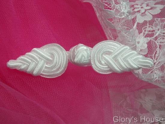 0252  White Pineapple Frog Button Closure 3.75"-white,embellishment,pineapple,swirl,frog,button,closure,sewing,clothing
