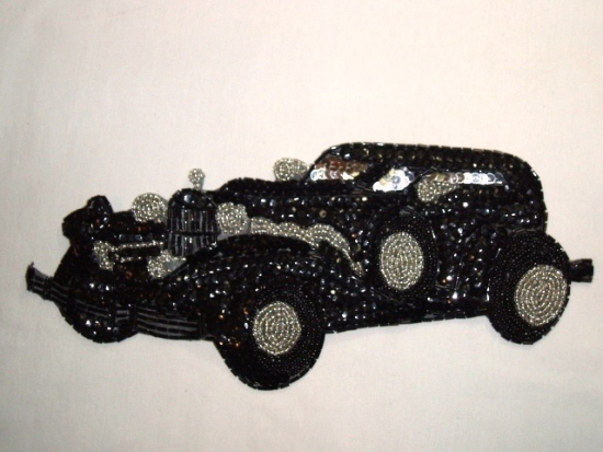 K8907  Duesenberg Car Sequin Beaded Applique 10.5"