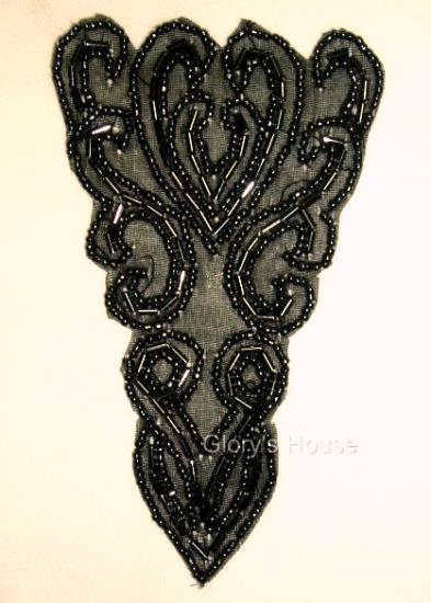 K8922  Gunmetal Victorian 5.25"  Beaded Applique