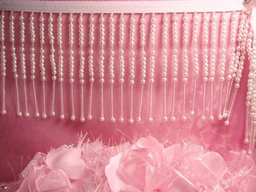 T9149 White Pearl Beaded Fringe Trim 3.5"