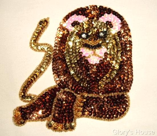 0092 Lion of Tribe of Judah 6" Sequin Beaded Applique