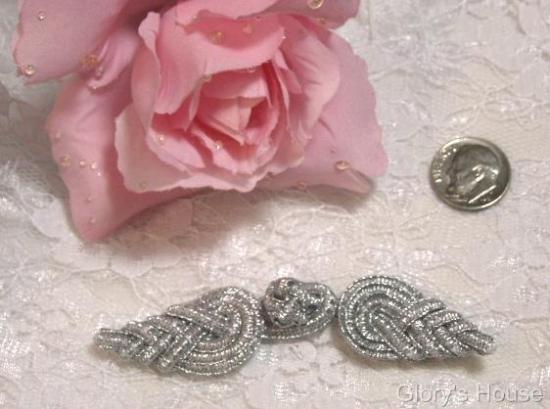 0252  Silver Pineapple Frog Button Closure 3.75"