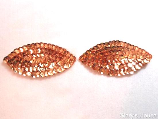 K8263  Set of ( 2 )  Gold Eye Pair Sequin  Appliques  2.5"