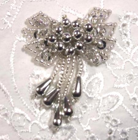 HB63 Silver  Beaded Sequin Hair bow