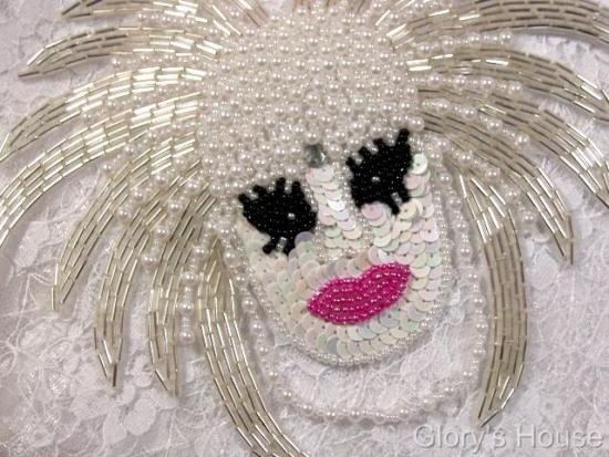 "Bad Hair Day" 8" Sequin Beaded Applique