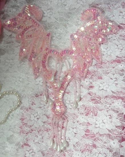 Gold & Silver Yoke Bodice 8.5" Sequin Beaded Applique 0108
