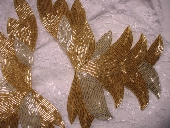 Gold Silver Epaulet Mirror Pair 9" Beaded Applique 0077