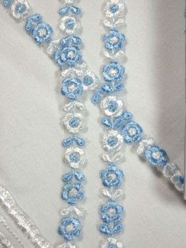 C108 Blue White Floral Embroidered Trim 3/8"