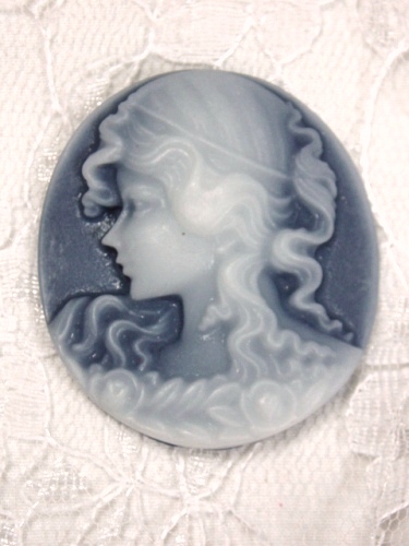 CB23  Navy Victorian Cameo Bead 1.5"