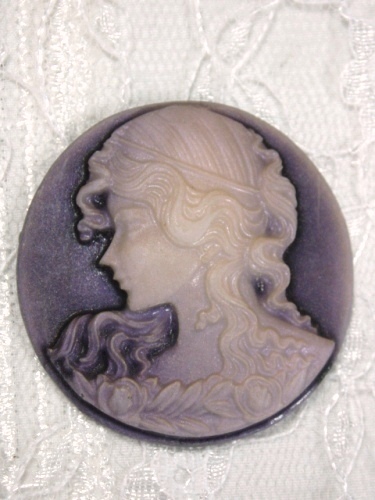CB24  Purple Victorian Cameo Bead 1.5"-bead,embellishment,purple,victorian,cameo