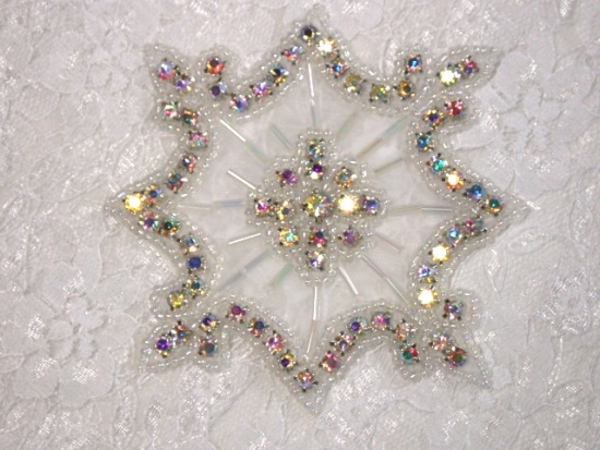 0260  Crystal AB / Crystal AB Genuine Rhinestone Beaded Applique 4"