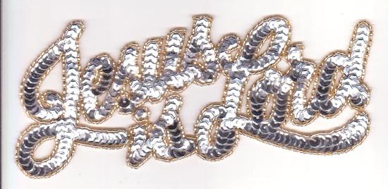 0371 Gold Silver Jesus is Lord Sequin Beaded Applique