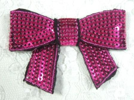 HB1ED  Fuchsia Bow Sequin Hair Bow  2.5"