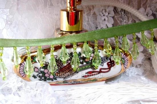 E1670 Lime Green Teardrop Beaded Fringe Sewing Trim 1"