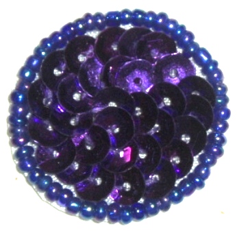 EB4  Dot/Bubble Purple Sequin Beaded Applique 1"