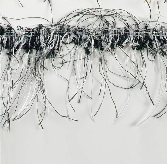 E1785  Black/White Eyelash Gimp Fringe Trim