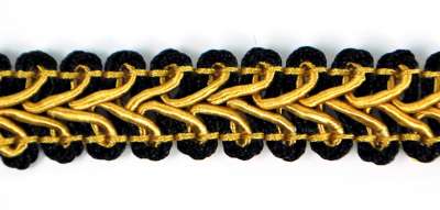 E1901 Black Gold Gimp Sewing Upholsterly Trim 1/2"-black,gold,sewing,craft,trim,gimp