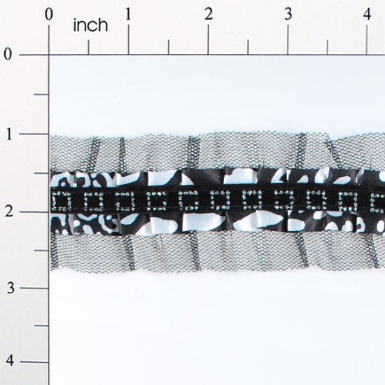 E4457  Black and White Trim 1.75"-black,white,sheer,rhinestone,applique,sequin,fringe,sew,sewing,trim,trimming