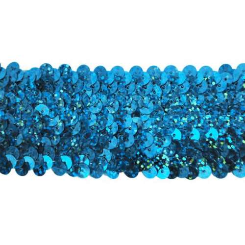 E4562 Aqua Blue Holographic Sequin Stretch Starlight Trim