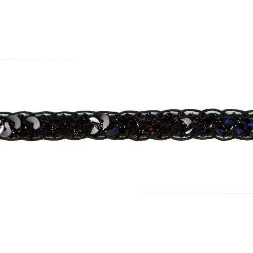 E4570  Hologram Black Braided Cord Sequin Trim-hologram,black,braided,cord,sequin,trim