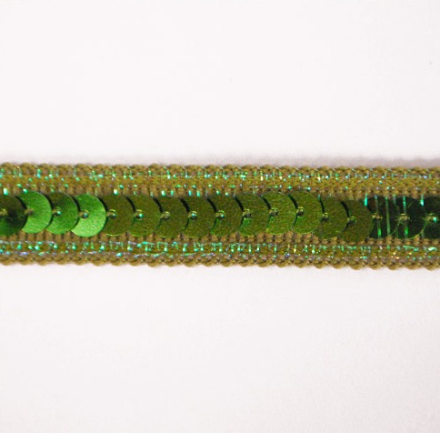 E6168  Lime Green Sequin Sewing Craft Trim 1/2"
