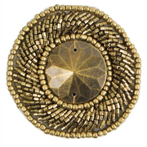 E2621 Antique Gold Round Bead Medallion 2.5"