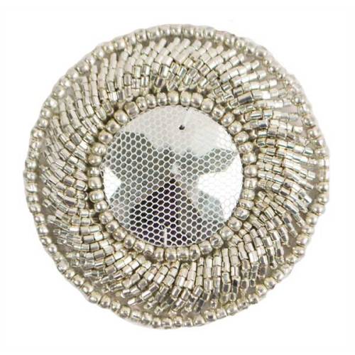 E2621 SIlver Round Bead Medallion 2.5"