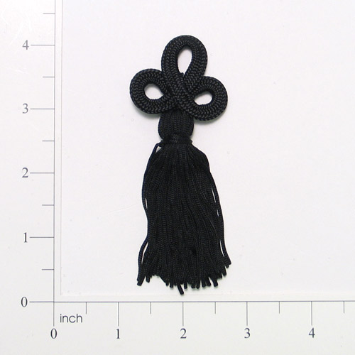 E1044 Black Loop Frog Tassel 4"